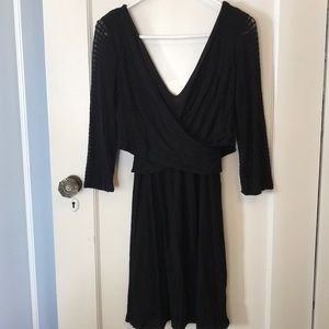 Black wrap dress with high waist